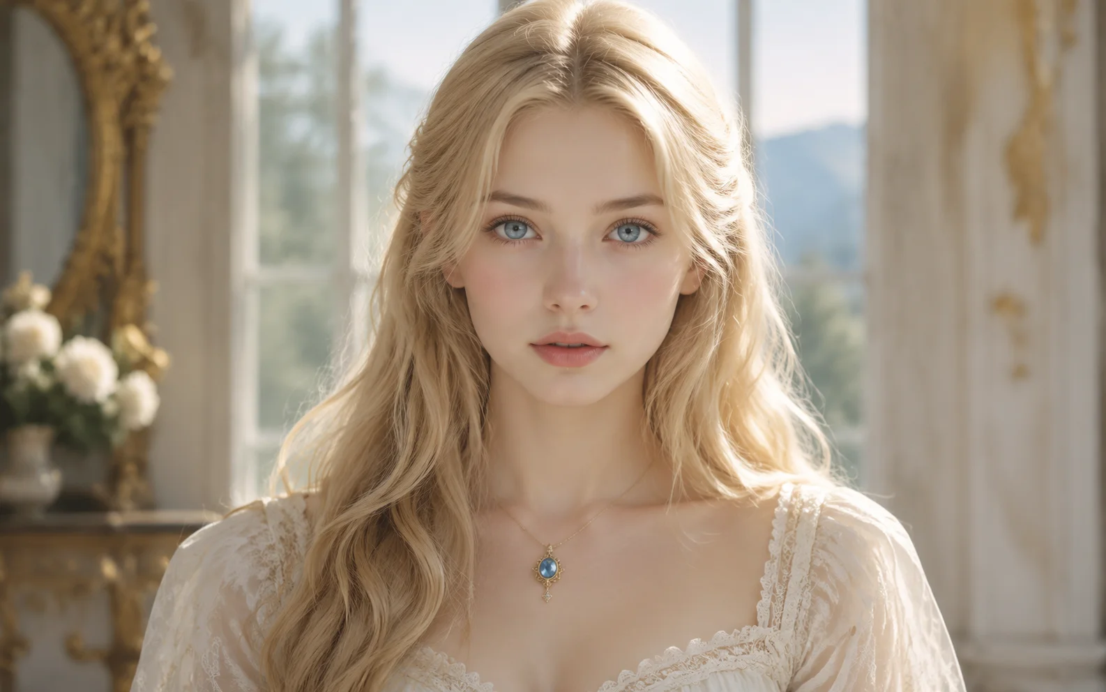 Blonde woman portrait before and after face blurring